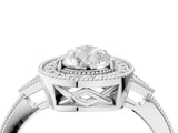 White gold Pear Halo Round Diamond Milgrain Pave Engagement Ring_13