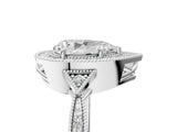 White gold Pear Halo Round Diamond Milgrain Pave Engagement Ring_14