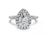 White gold Pear Halo Round Diamond Pavé Band Four-Prong Ring_3