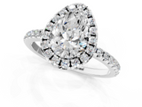 White gold Pear Halo Round Diamond Pavé Band Four-Prong Ring_4