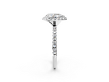 White gold Pear Halo Round Diamond Pavé Band Four-Prong Ring_5