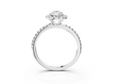 White gold Pear Halo Round Diamond Pavé Band Four-Prong Ring_6