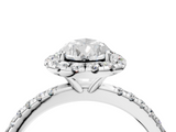 White gold Pear Halo Round Diamond Pavé Band Four-Prong Ring_7