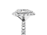 White gold Pear Halo Round Diamond Pavé Band Four-Prong Ring_8