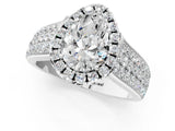 White gold Pear Halo Round Diamond Pave Band with Prong Setting 1
