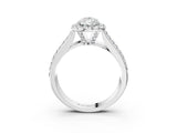 White gold Pear Halo Round Diamond Pave Band with Prong Setting 3