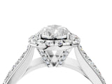 White gold Pear Halo Round Diamond Pave Band with Prong Setting 4