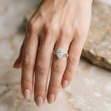 White gold Pear Halo Scrollwork Engagement Ring with Prong Setting_6