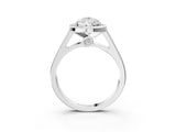 White gold Pear Halo Solitaire Diamond Ring with Pave Band and Bezel Setting_52