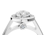 White gold Pear Halo Solitaire Diamond Ring with Pave Band and Bezel Setting_53