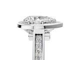 White gold Pear Halo Solitaire Diamond Ring with Pave Band and Bezel Setting_54