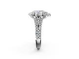 White gold Pear Halo Split Shank Diamond Engagement Ring with Pave Band and Four-Prong Setting_57