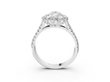 White gold Pear Halo Split Shank Diamond Engagement Ring with Pave Band and Four-Prong Setting_58