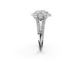 White gold Pear Halo Split Shank Diamond Engagement Ring with Prong Setting_22