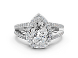 White gold Pear Halo Split Shank Diamond Ring with Four-Prong Setting_36