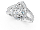 White gold Pear Halo Split Shank Diamond Ring with Four-Prong Setting_37