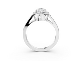 White gold Pear Halo Split Shank Diamond Ring with Four-Prong Setting_39