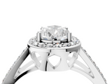 White gold Pear Halo Split Shank Diamond Ring with Four-Prong Setting_40