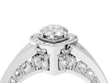 White gold Pear Halo Split Shank Diamond Ring with Milgrain Prong Setting_10