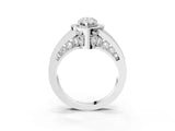 White gold Pear Halo Split Shank Diamond Ring with Milgrain Prong Setting_9