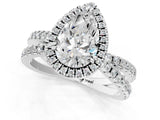 White gold Pear Halo Split Shank Diamond Ring with Pavé Setting_28