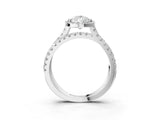 White gold Pear Halo Split Shank Diamond Ring with Pavé Setting_29