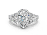 White gold Pear Halo Split Shank Diamond Ring with Prong Setting_20