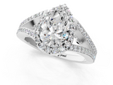 White gold Pear Halo Split Shank Diamond Ring with Prong Setting_21