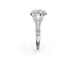 White gold Pear Halo Split Shank Diamond Ring with Prong Setting_22