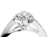 White gold Pear Halo Split Shank Diamond Ring with Prong Setting_24