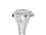 White gold Pear Halo Split Shank Diamond Ring with Prong Setting_25