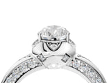 White gold Pear Halo Split Shank Pave Diamond Ring with Petal Prong Setting_25