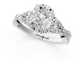 Silver 1.00 Carat F VS1 Pear Halo Twist Band Solitaire Prong Setting Ring