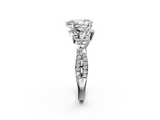Silver 1.00 Carat F VS1 Pear Halo Twist Band Solitaire Prong Setting Ring