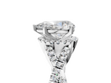 Silver 1.00 Carat F VS1 Pear Halo Twist Band Solitaire Prong Setting Ring