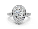 White gold Pear Halo Twist Band Solitaire Ring with Six-Prong Setting_33