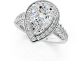 White gold Pear Halo Twist Band Solitaire Ring with Six-Prong Setting_33