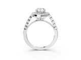 White gold Pear Halo Twist Band Solitaire Ring with Six-Prong Setting_35