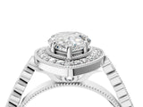 White gold Pear Halo Twist Band Solitaire Ring with Six-Prong Setting_36
