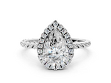 White gold Pear Halo Twisted Band Four-Prong Diamond Ring_19