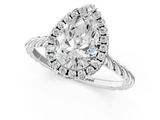 White gold Pear Halo Twisted Band Four-Prong Diamond Ring_20