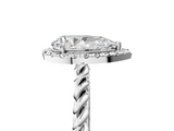 White gold Pear Halo Twisted Band Four-Prong Diamond Ring_24