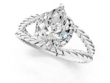 White gold Pear Halo Twisted Band Four-Prong Ring_38