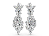 White gold Pear, Marquise and Oval Diamond Floral Drop Earrings