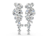 White gold Pear, Marquise and Round Diamond Floral Drop Earrings