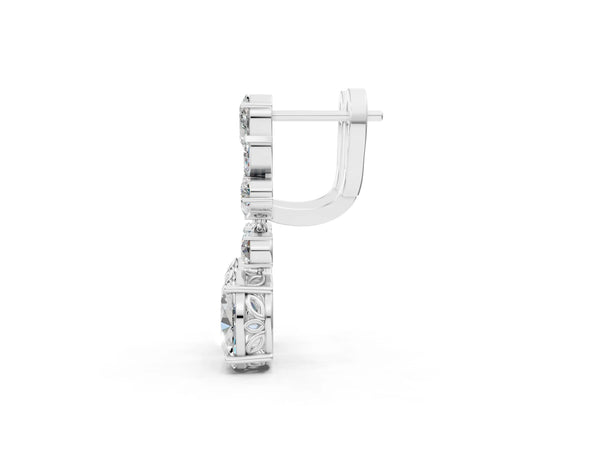 Platinum Pear, Marquise and Round Diamond Sacramento Drop Earrings