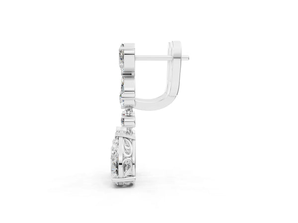 White gold Pear, Marquise and Round Diamond Vancouver Drop Earrings