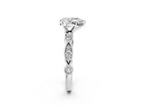 White gold Pear Milgrain Bezel Diamond Engagement Ring with Solitaire Prong Setting_188