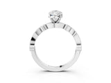 White gold Pear Milgrain Bezel Diamond Engagement Ring with Solitaire Prong Setting_189