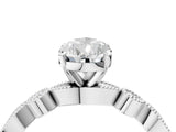 White gold Pear Milgrain Bezel Diamond Engagement Ring with Solitaire Prong Setting_199